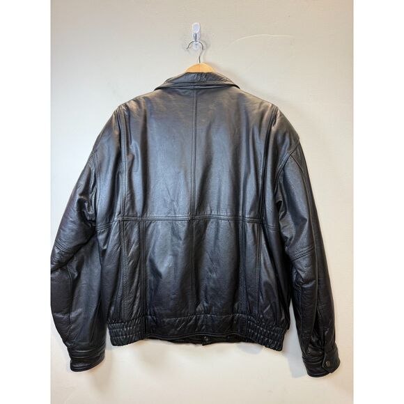 Roundtree & Yorke Vintage Leather Jacket Men's Size Large Black Full Zip Moto - Picture 3 of 7